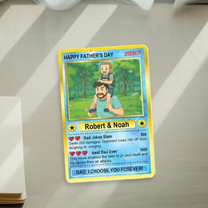 Carte-cadeau de style anime pour la fête des pères - Cadeau de papa anime amusant offert par des enfants - Carte de mari de joueur - Cadeau de blague pour papa d'une fille ou d'un fils - Cadeau pour lui