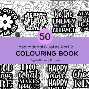 Inspirational Quotes Coloring Book, Relaxing Art (PDF Printable)