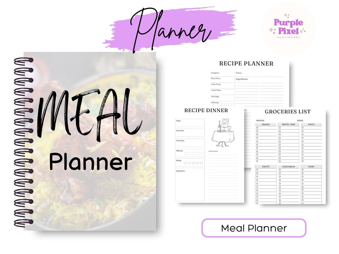 Meal Planner | Printable Weekly Menu Organizer | Digital Meal Prep ...
