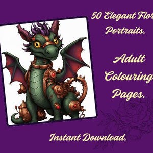Clockwork Dragon Colouring Pages – 50 Steampunk Gothic Fantasy Designs (PDF Download)