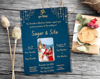 Nepali Wedding Invitation Digital Template, Editable Nepali Wedding Invitation