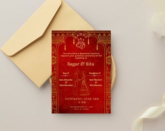 Nepali Wedding Invitation Digital Template, Editable Nepali Wedding Invitation