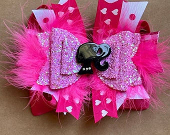 Doll Inspired Bow - shocking pink and hot pink