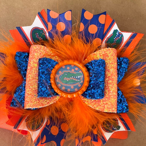 Florida Gator Bow (blue & orange)