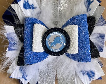 Detroit Lions Inspired Hair Bow 5.5”