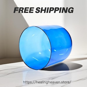432hz/440hz 6 Inch A Note Blue Clear Quartz Crystal Singing Bowl with Silicone Stick and O-ring, Singing Bowl for Yoga & Meditation