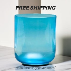 432hz/440hz 5-6 Inch Blue/Yellow/Green Clear Quartz Crystal Singing Bowl with Silicone Stick and O-ring, Singing Bowl for Yoga & Meditation