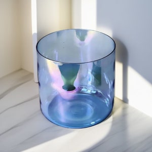 432hz/440hz 6/7/8 Inch Royal Blue Clear Quartz Crystal Singing Bowl with Silicone Stick and O-ring, Singing Bowl for Yoga & Meditation