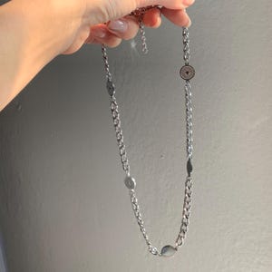 Silver 5 Stars Coins Fully Stainless Steel Chunky Necklace, Cute Gothic Streetwear Punk Waterproof No Rust Necklace Grunge Celestial Jewelry