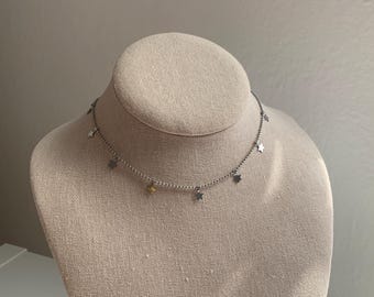 Collier étoile fin en acier inoxydable argenté, collier streetwear de style gothique, collier étoile punk, collier ras du cou étoile de l'an 2000