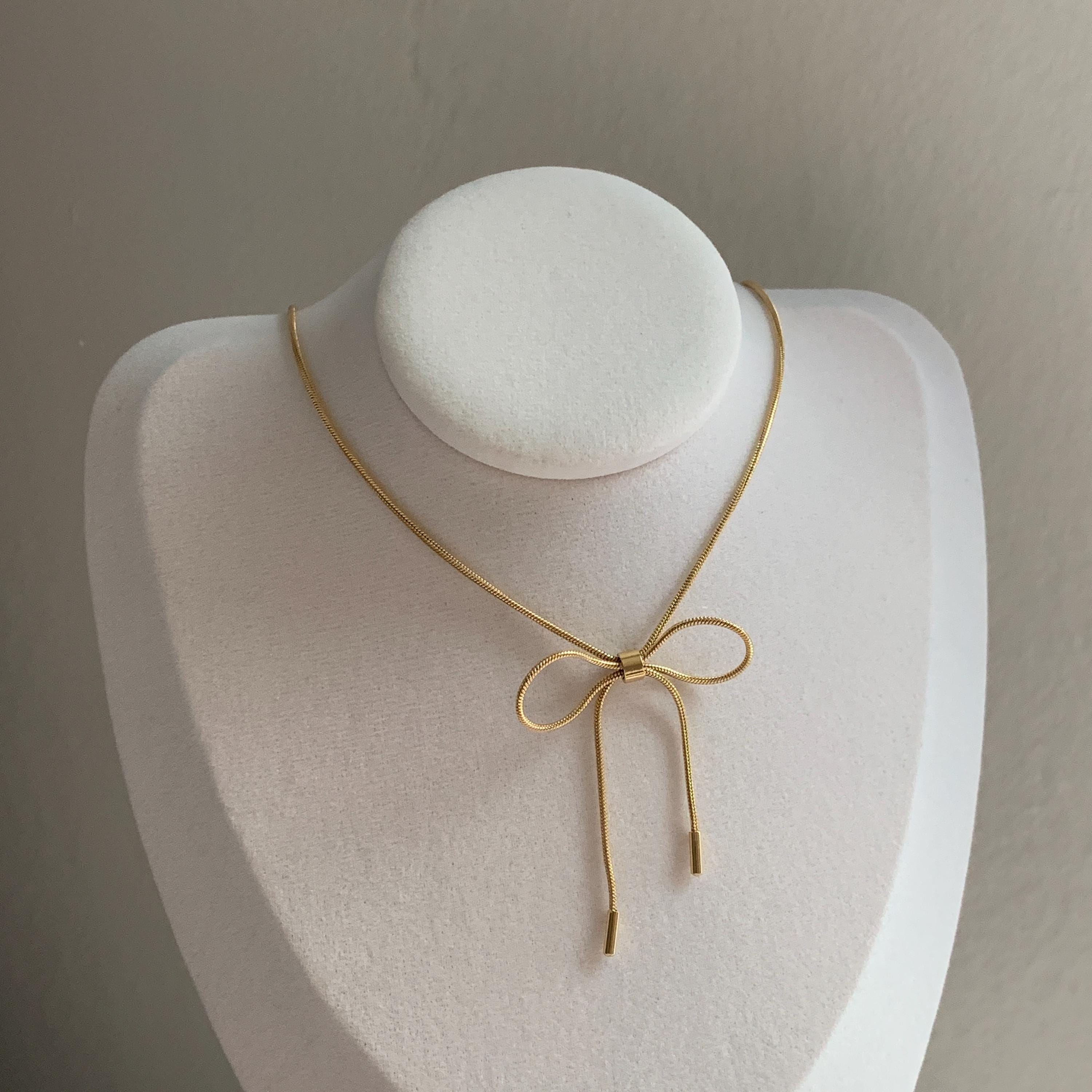 Unift Collana romantica con fiocco per donna gioielli con ciondolo in acciaio inossidabile Kpop Fashion Wedding coreano Bow Choker Neck Chain Gift  36