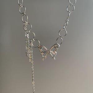Silver Stainless Steel Butterfly Choker Necklace, Dangle Star Necklace, Gothic Necklace, Y2k Necklace Jewelry Accessories, Gift for Her