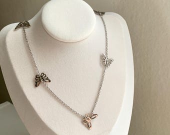 Silver Stainless Steel Butterfly Necklace, Dangle Butterfly Necklace, Gothic Necklace, Y2k Necklace Jewelry Accessories, Gift for Her