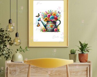 digital file, vibrant, garden, gardening, plants, outdoors, butterflies, flowers, paint