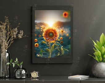 sunflower digital image, painting, sun, sunshine, sunrise, beautiful, gardening