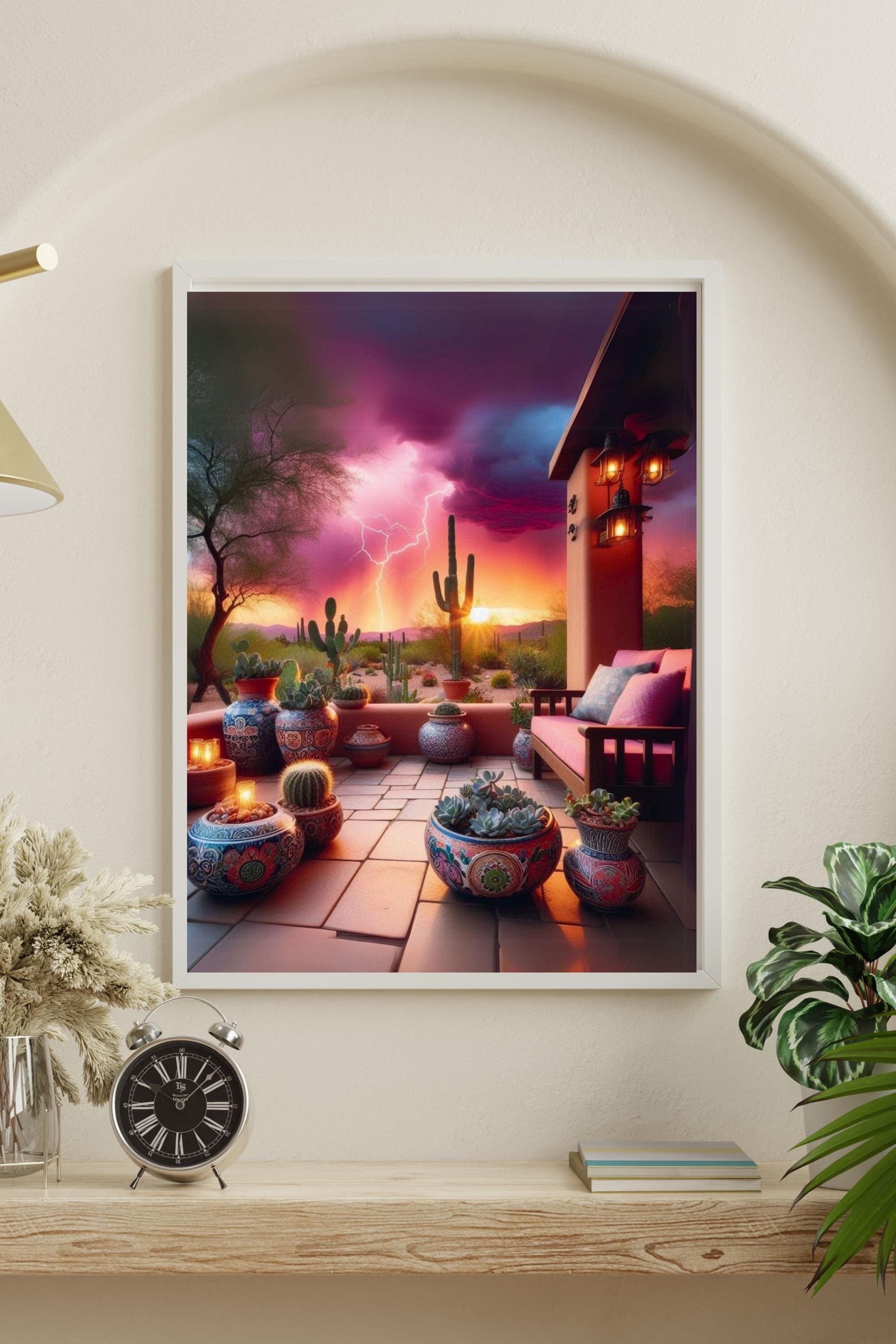 Digitial image, wall art, print, desert, rain, colorful, patio eclectic