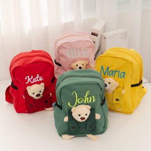 Sac à dos avec nom personnalisé, Nouveautés pour l'automne et l'hiver, Sac à dos ours, Cadeau pour enfant, Sacs à dos ours pour bébés et enfants