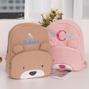 Mini sacs à dos personnalisés pour bébés et enfants, sac à dos ours, sac à dos en velours côtelé, sac à dos d'école personnalisé, cartable pour tout-petit, cadeau pour enfants