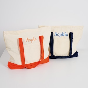 Tote bag en toile personnalisé, Tote bag personnalisé, Tote bag en toile brodé à personnaliser, Tote bag en toile avec prénom personnalisé, Cadeau personnalisé