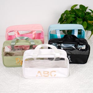 Personalisierte Make-up-Tasche, benutzerdefinierte Name Make-up-Tasche, klare Kosmetiktasche, Kulturtasche, personalisierte Monogramm Taschen, Brautjungfer Geschenk, Kosmetiktasche