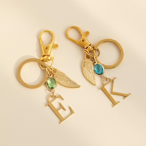 Custom Letter Key Chain, Custom Charm Personalized Keychain Charm, Personalized Birthstone Keychain, Gift for Her Birthstone Custom Charm