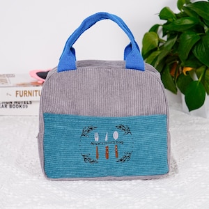 Personalisierte Cord bestickte Lunchbag, individuell bestickte Lunchbag, wiederverwendbare Lunchbag, Lunchbag für Kinder, Lunchbag für Kinder