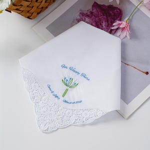Custom Embroidered Wedding Handkerchief– Personalized Gift for Parents of the Bride or Groom– Today a Bride, Tomorrow a Wife– Keepsake