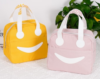 Custom Embroidered Name Lunch Bag, Smile Lunch Bag, Personalized Lunch Bag, Custom Name Number Lunch Bag, Custom Children&#39;s Lunch Bag
