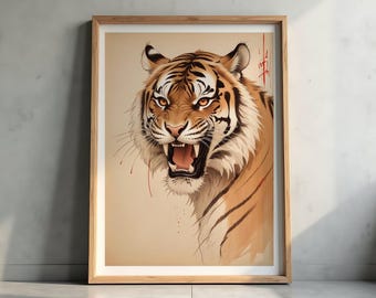 Arte Digital Tigre, Arte Tradicional Japonés, Decoración