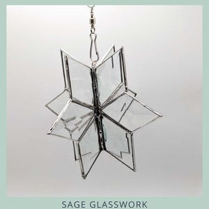 TURORIAL 3D Bevel Snowflake Spinner, Stained Glass PDF digital tutorial for glass art, Hobby and commercial license for DIY suncatcher