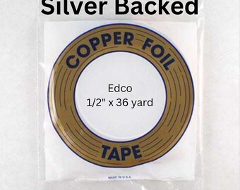 1/2" Edco SILVER Backed foil tape roll of 36 yards, Stained Glass Supply in size 1.0mil