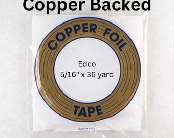 5/16" Edco Copper Backed foil tape roll of 36 yards, 1.25mil sizing, Stained Glass Supply