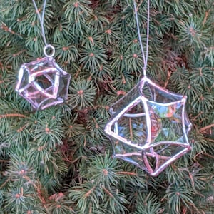 3D Star Bevel Orb, clear faceted stained glass hanging prism ornament, modern home decor suncatcher gift Octahedron