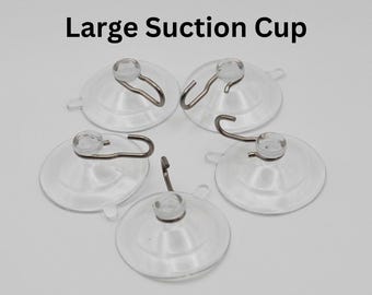 Large suction cup for stained glass, 1.5" inch suction cup with metal hook for suncatchers, indoor and outdoor windows, set of 1 or 5