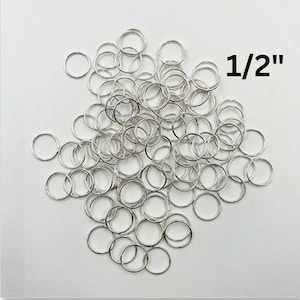 1/2&quot; Jump rings for stained glass and jewelry, 10 pack of 12mm pre-tinned copper rings in 16 gauge wire, 10 hoops for hanging displays