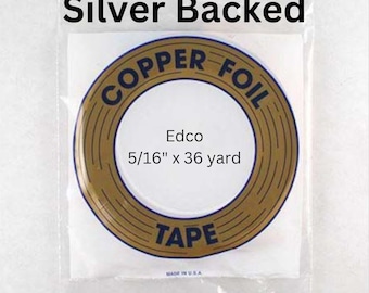 5/16" Edco SILVER Backed foil tape roll of 36 yards, Stained Glass Supply in size 1.0mil