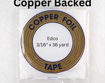 3/16" Edco Copper Backed foil tape roll of 36 yards, 1.25mil sizing, Stained Glass Supply