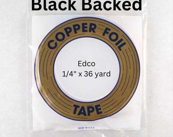 1/4" Edco BLACK Backed foil tape roll of 36 yards, Stained Glass Supply in size 1.0mil