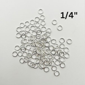 1/4&quot; Jump rings for stained glass and jewelry, 10 pack of 6mm pre-tinned copper rings in 16 gauge wire, 10 hoops for hanging displays