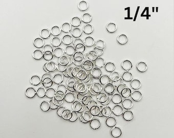 1/4" Jump rings for stained glass and jewelry, 10 pack of 6mm pre-tinned copper rings in 16 gauge wire, 10 hoops for hanging displays
