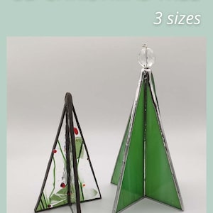 3D Christmas Tree, Stained Glass TUTORIAL and pattern, PDF digital download for tabletop holiday decor