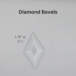 1.75&quot; x 3&quot; Diamond Bevel, 1 piece clear glass bevel 1-3/4 wide by 3 inch tall diamond for DIY stained glass suncatchers