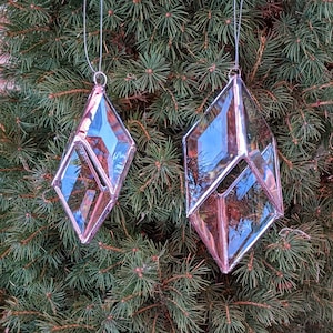 3D Star Bevel Diamond, clear faceted stained glass hanging prism ornament, modern home decor suncatcher gift Octahedron