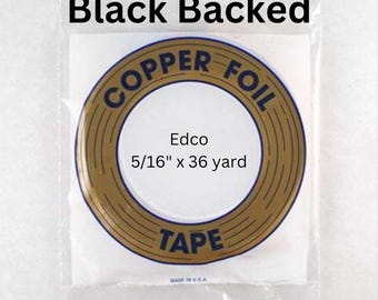 5/16" Edco BLACK Backed foil tape roll of 36 yards, Stained Glass Supply in size 1.0mil