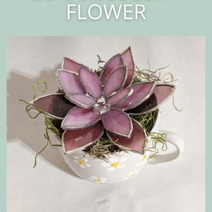 TUTORIAL 3D per fiori succulenti, modello fai da te per vetrate artistiche in PDF da scaricare digitalmente per l'arte del giardino con piante in vetro stratificato, licenza Hobby Commercial