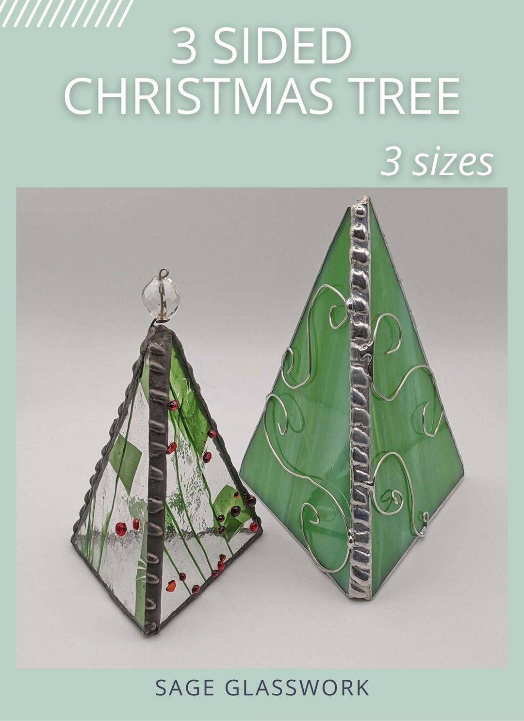 3 Sided Christmas Tree, Stained Glass TUTORIAL and Pattern, PDF Digital ...