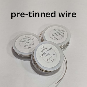 Tinned copper wire for stained glass, 4 ounce spools of pretinned wire in 12 gauge, 14 gauge, 16 gauge, 18 gauge, 20 gauge and 22 gauge