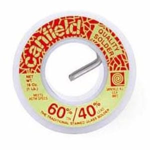 Canfield Solder 60/40 tin/lead, 1 lb spool of solid core solder for Stained Glass and leaded glass work