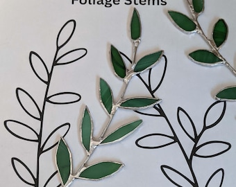 PATTERN Leaf Foliage Stained Glass pattern, art glass flower bouquet PDF template, hobby/commercial license DIY suncatcher plant stake