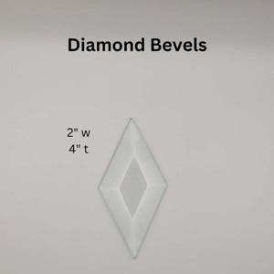 2&quot; x 4&quot; Diamond Bevel, 1 piece clear glass bevel 2 wide by 4 inch tall diamond for DIY stained glass suncatchers